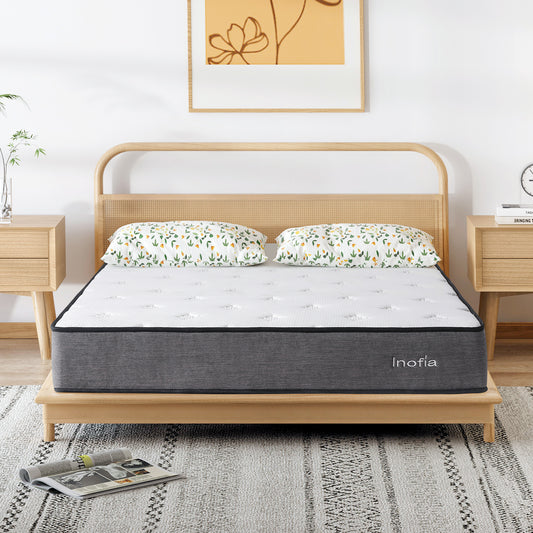 Inofia マットレス 高反発 極厚22cm ポケットコイル 新素材ウレタンフォーム 防カビ 抗ウイルス 遠赤外線 マイナスイオン