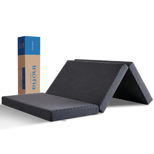 Inofia マットレス 三つ折 極厚10cm 折りたたみマットレス 凸凹加工 高反発 敷布団 抗菌防臭加工 洗濯可能な側地