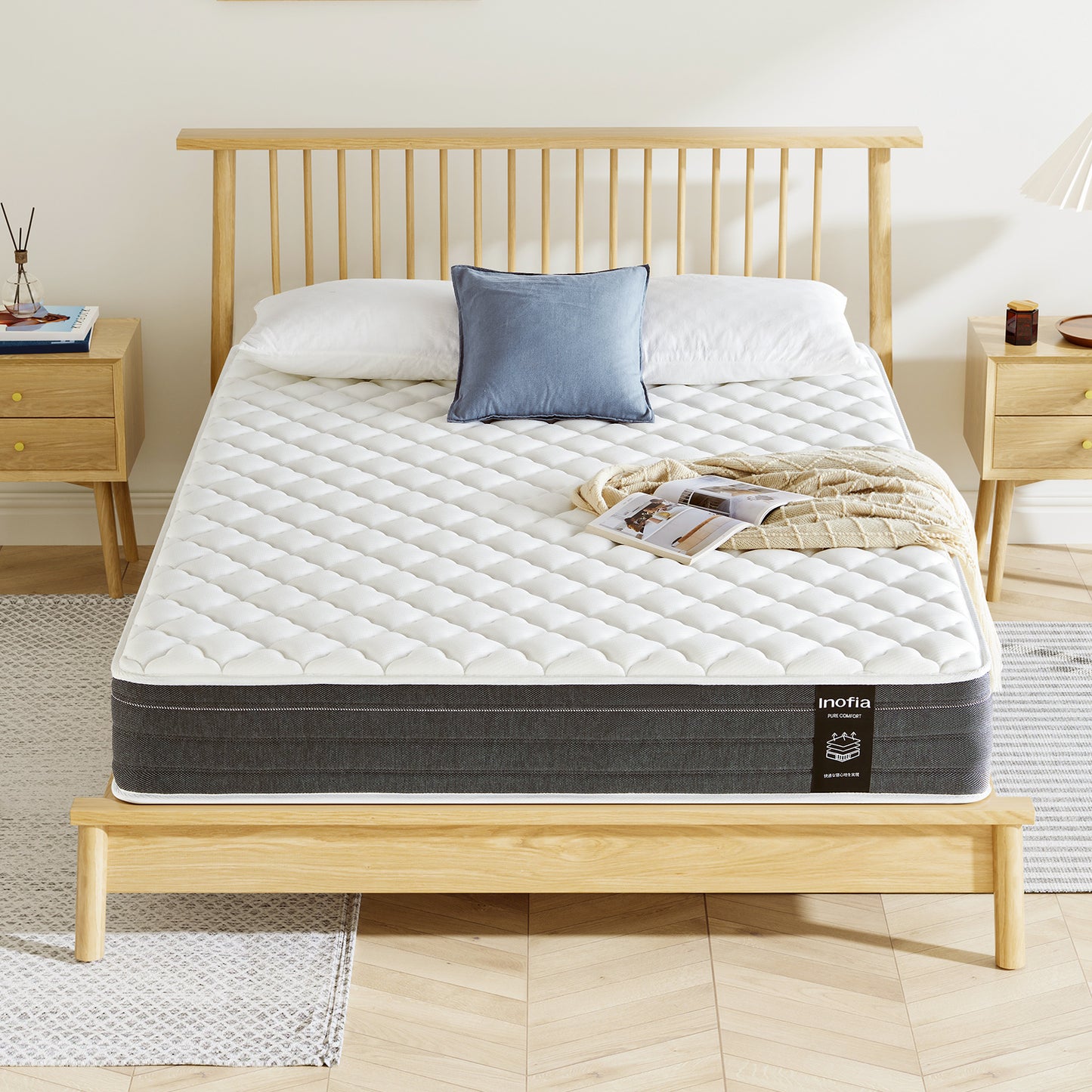 Inofia マットレス 高反発 極厚22cm ポケットコイル 高級ニット 高耐久性 寝返りサポート