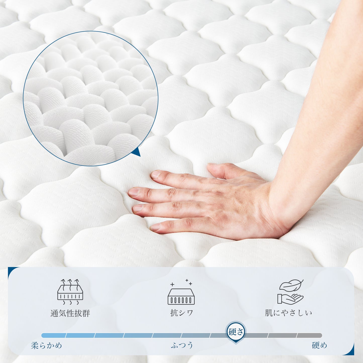 Inofia マットレス スプリング ボンネルコイル 極厚16cm やや硬め 高密度コイル 高反発 抗菌防臭加工