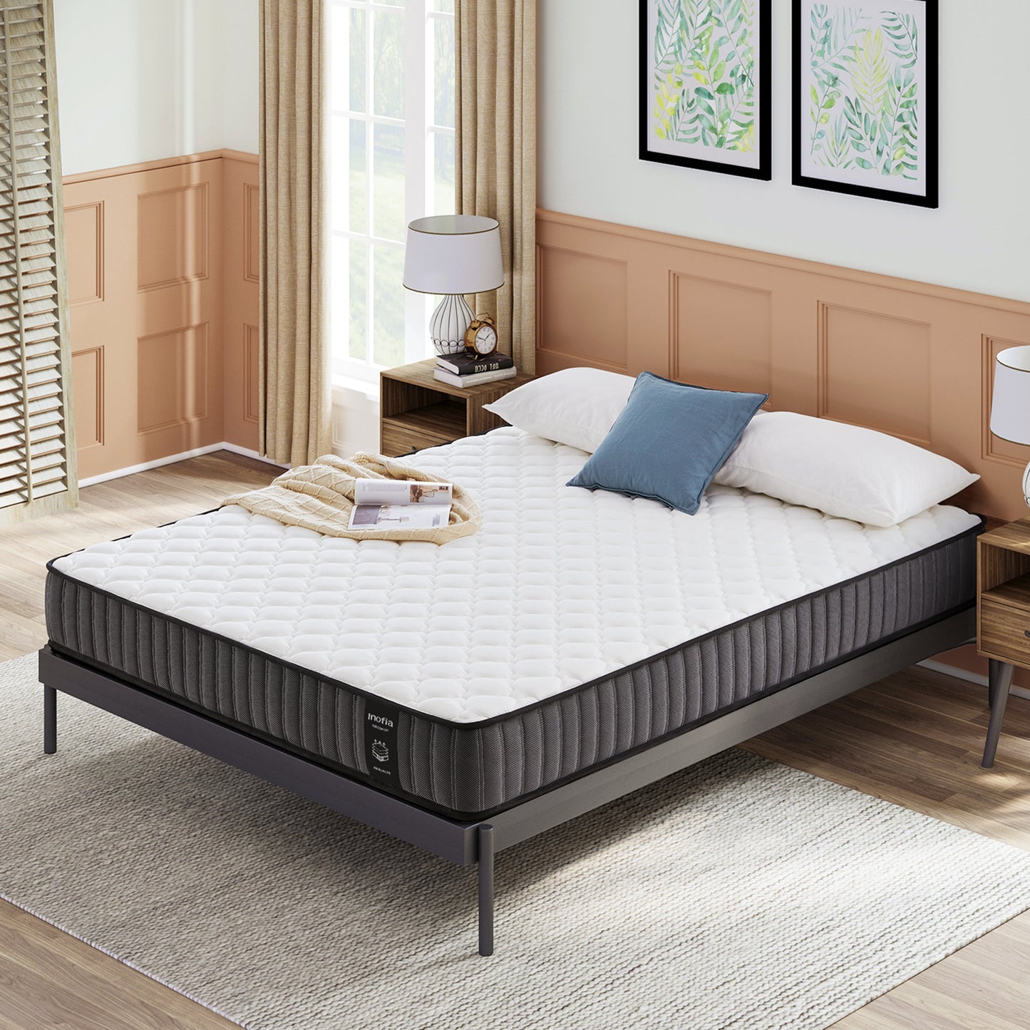 Inofia マットレス 高反発 極厚20cm ポケットコイル やや硬め 体圧分散 3Dメッシュ側面 通気性