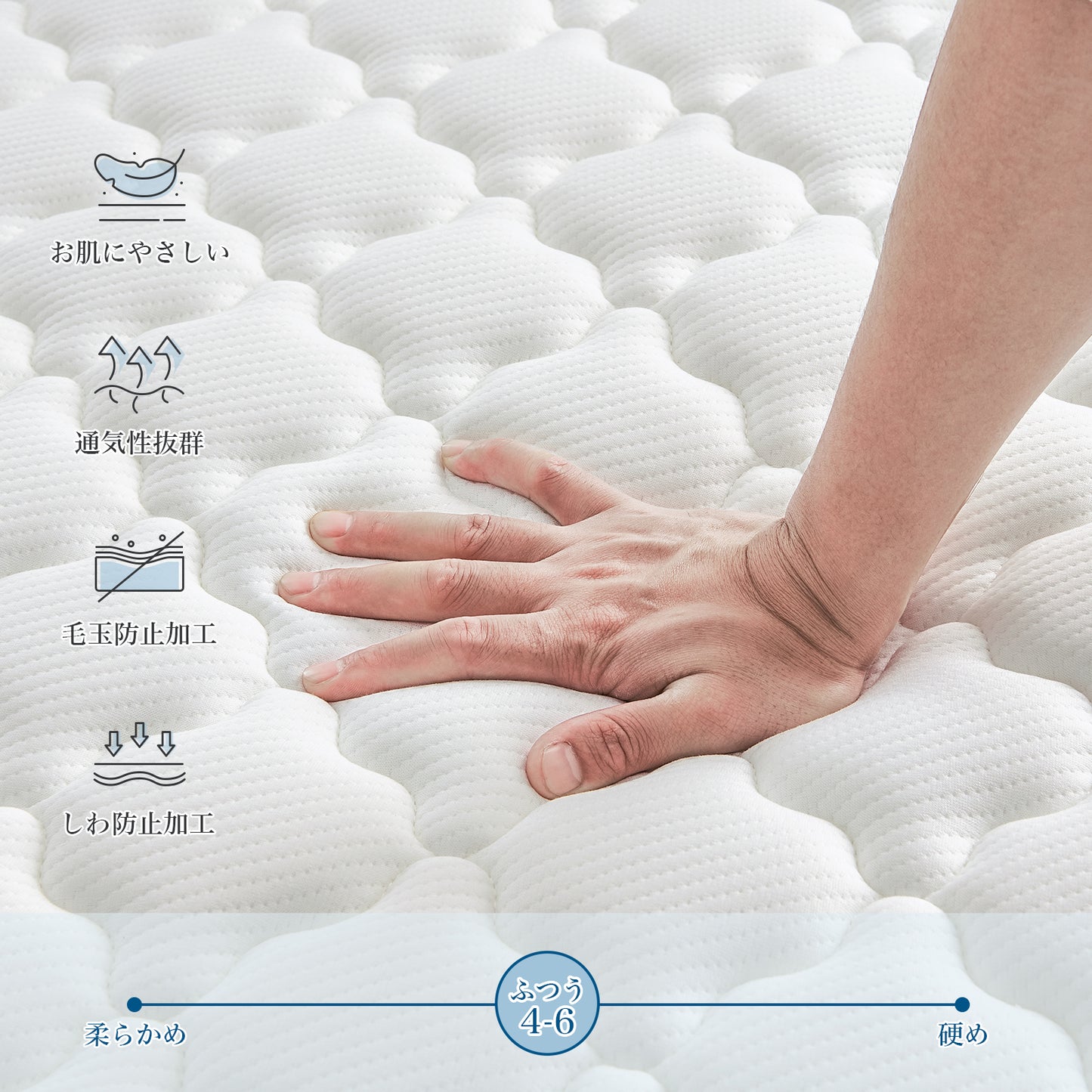 Inofia マットレス 高反発 極厚22cm ポケットコイル 高級ニット 高耐久性 寝返りサポート