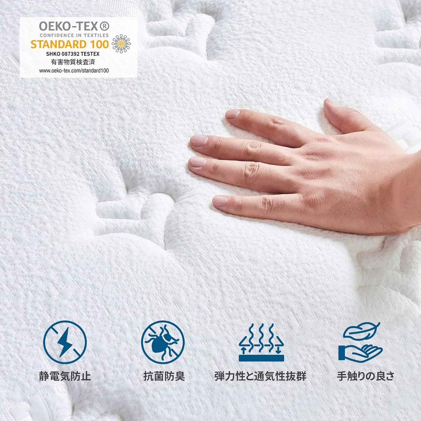 Inofia マットレス 高反発 極厚25CM ポケットコイル 高密度コイル メモリーフォーム 高復元 ミュート性能 贅沢ニット生地