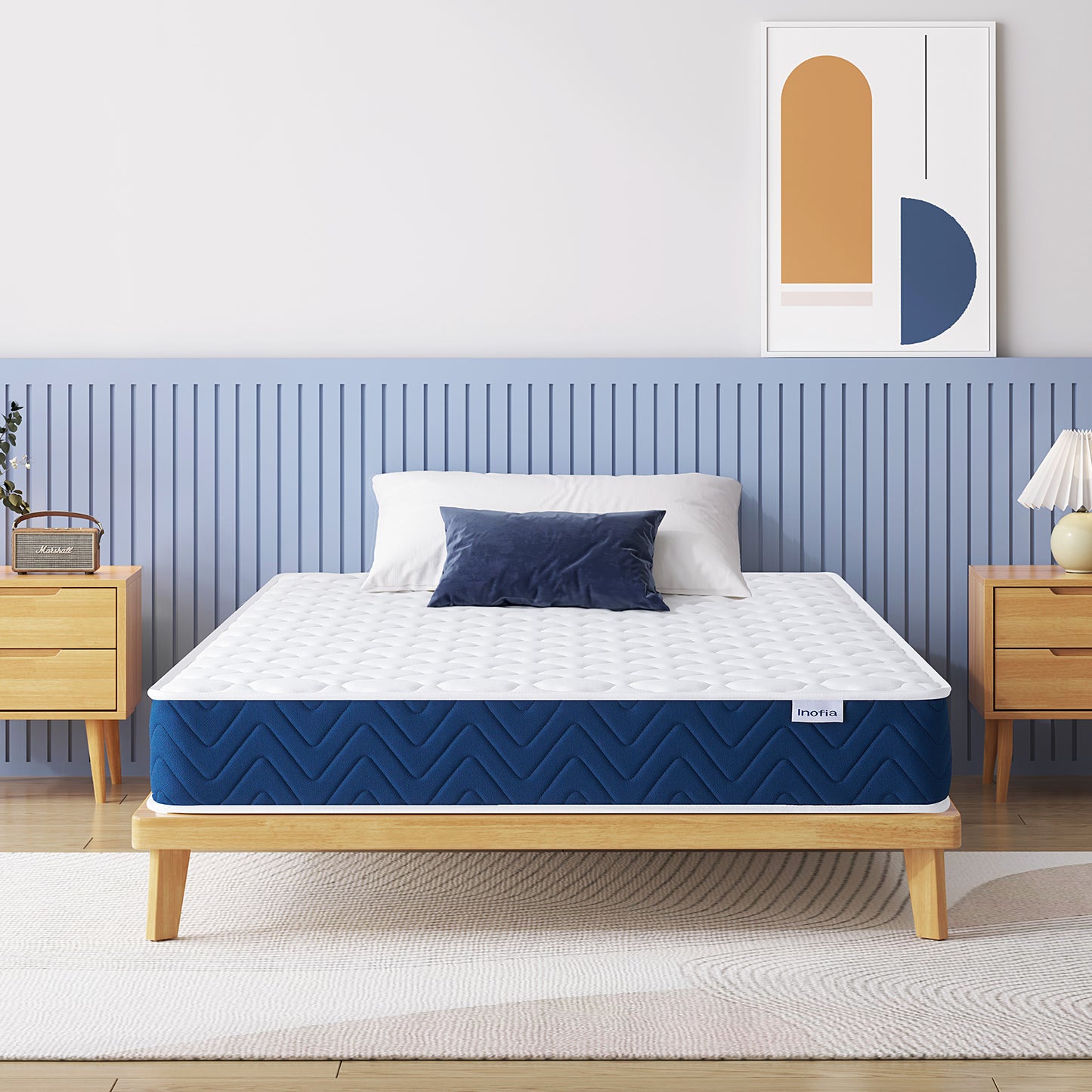 Inofia マットレス スプリング ボンネルコイル 極厚16cm やや硬め 高密度コイル 高反発 抗菌防臭加工