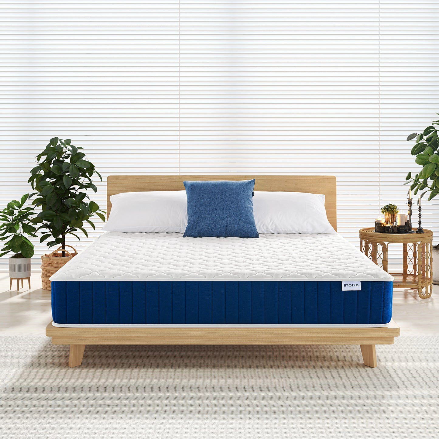Inofiaマットレス 高反発 極厚20cm ポケットコイル 体圧分散 通気性 高密度ウレタン 高耐久性