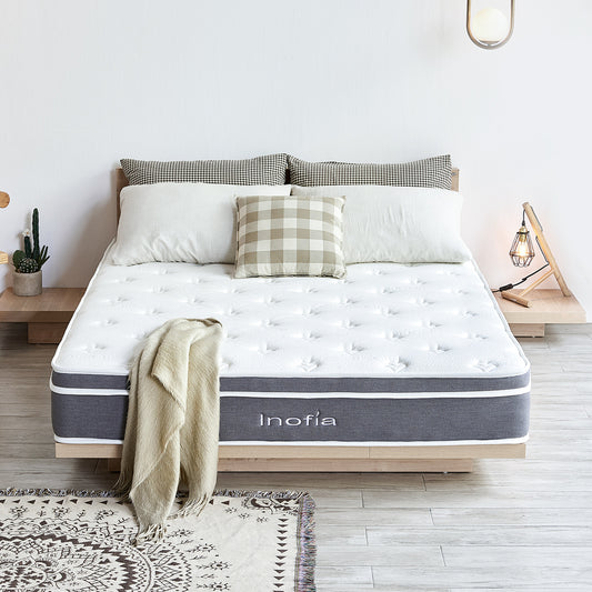 Inofia マットレス 高反発 極厚25CM ポケットコイル 高密度コイル メモリーフォーム 高復元 ミュート性能 贅沢ニット生地