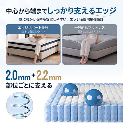 Inofia マットレス 天然ラテックス 極厚25cm ポケットコイル 通気性 防臭加工 ニット生地 圧縮梱包 底付き感無し