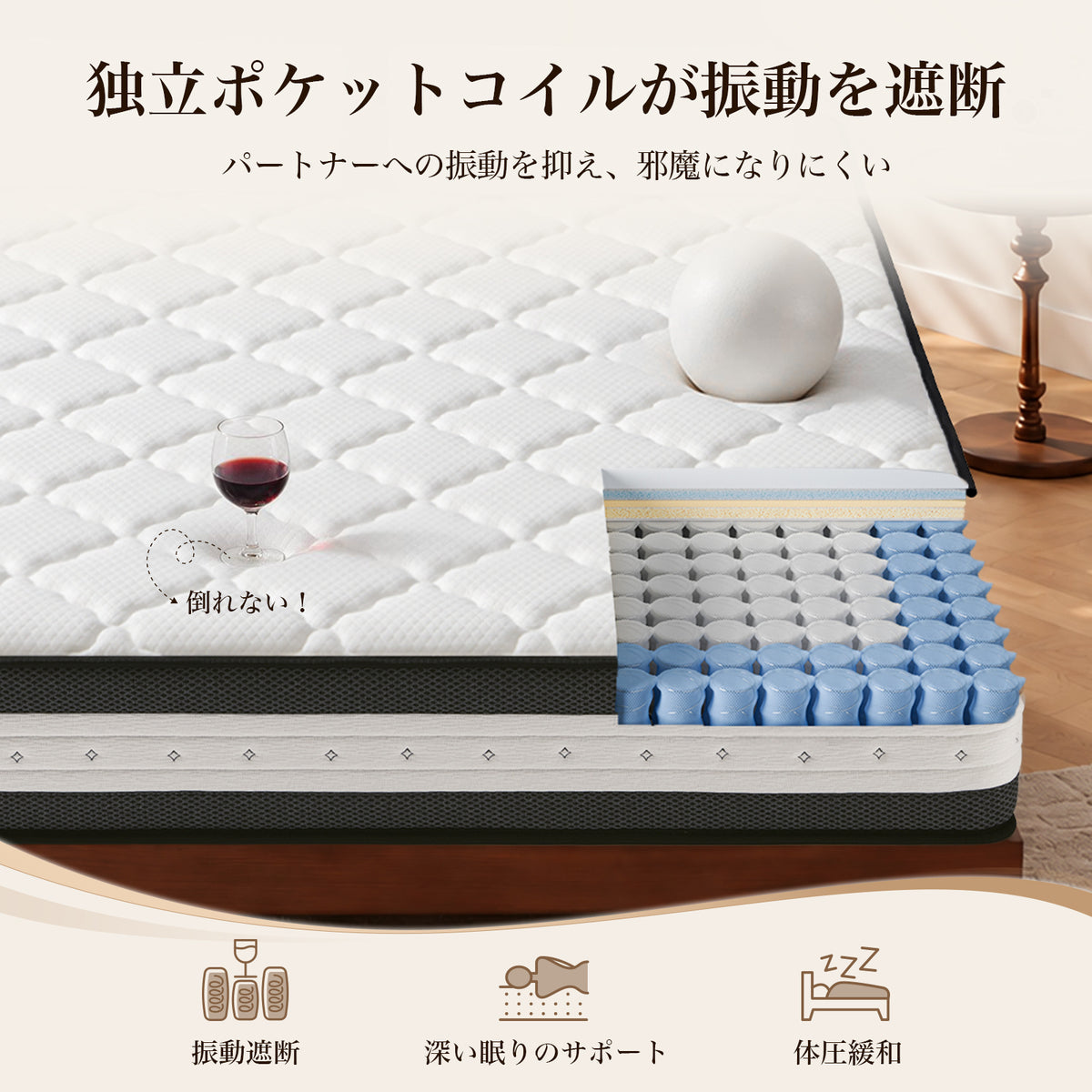 Inofia マットレス 天然ラテックス 極厚25cm ポケットコイル 高密度ウレタン 贅沢ニット生地 通気性 高耐久性 圧縮梱包 底付き感無し 湿気逃がし